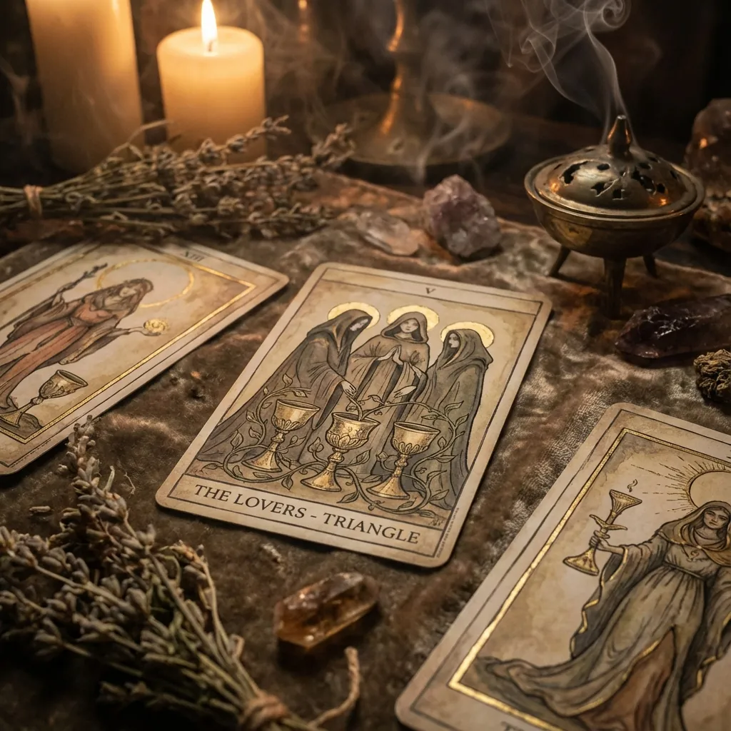 Triángulo amoroso en el tarot: leer con ética y sin obsesión Triángulo amoroso en el tarot: leer con ética y sin obsesión